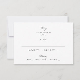 Classic Grey White Minimal Wedding RSVP Card