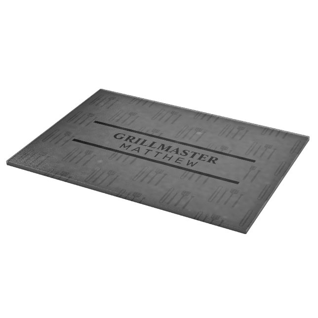 Classic Grill master name black grey fathers day Cutting Board (Corner)