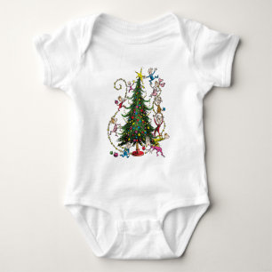 Classic Grinch Christmas Tree Baby Bodysuit