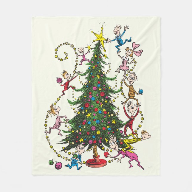 Classic Grinch | Christmas Tree Fleece Blanket (Front)