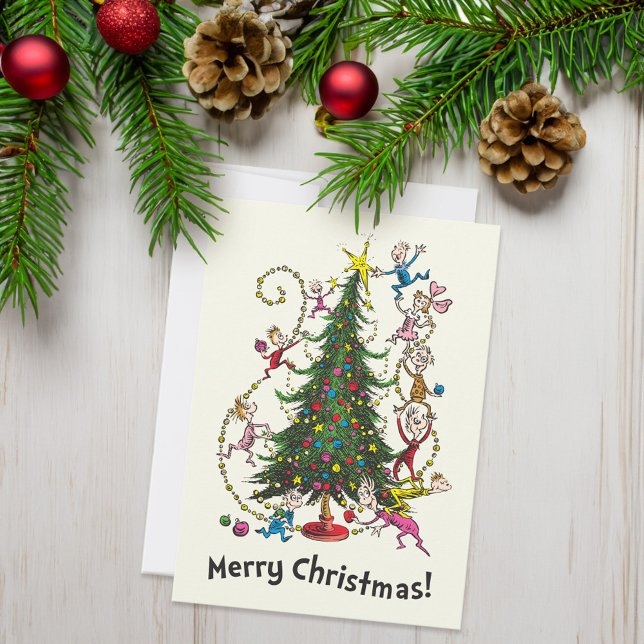 Classic Grinch | Christmas Tree Holiday Card (Card on table)