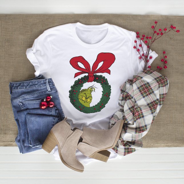 Classic Grinch | Christmas Wreath T-Shirt (Creator Uploaded)