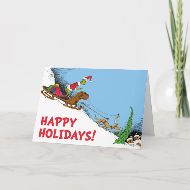 Classic Grinch | Grinch and Reindeer Max Holiday Card (Front)