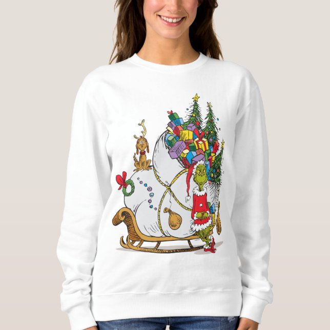 Classic Grinch | Grinch & Max with Sleigh Sweatshirt (Front)