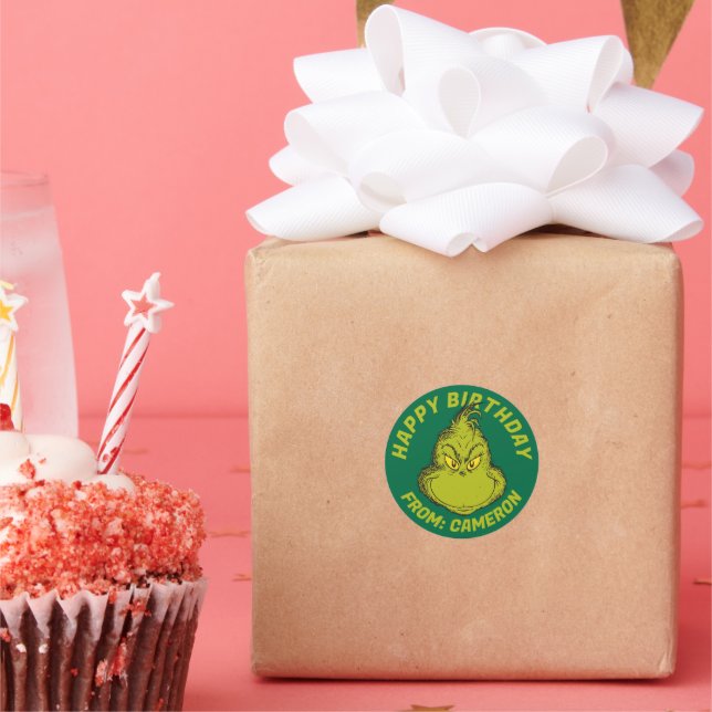 Classic Grinch | Happy Birthday Round Sticker (Party)