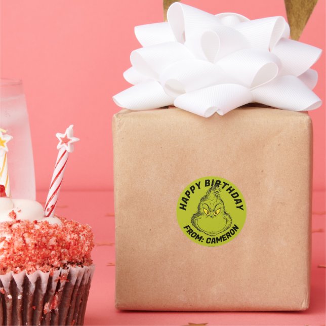 Classic Grinch | Happy Birthday Round Sticker (Party)