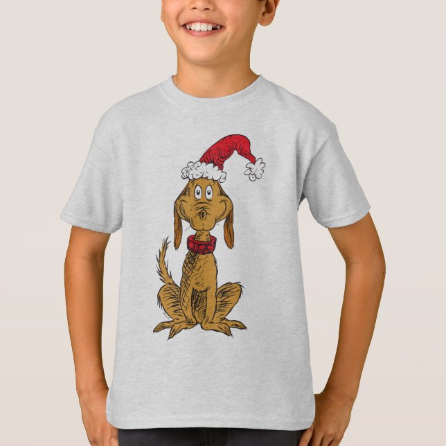 Classic Grinch | Max - Santa Hat T-Shirt (Front)