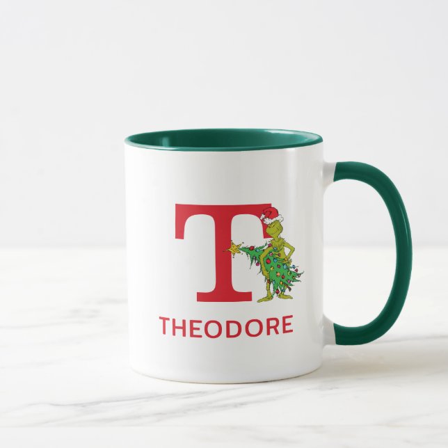 Classic Grinch | Naughty Name & Monogram T Mug (Right)