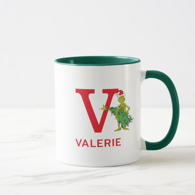 Classic Grinch | Naughty Name & Monogram V Mug (Right)