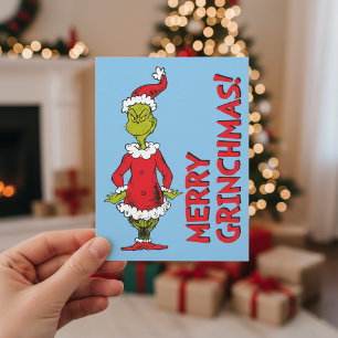 Classic Grinch   Santa Claus Holiday Postcard