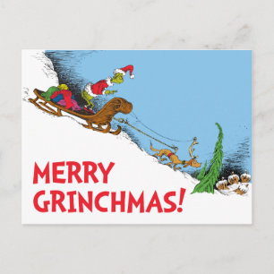 Classic Grinch   The Grinch and Reindeer Max Holiday Postcard