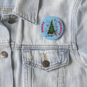 Classic Grinch Whoville Christmas Tree 6 Cm Round Badge