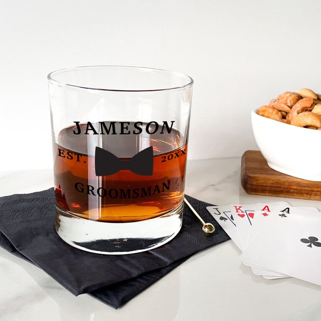 Classic Groomsman Bow Tie Whiskey Glass (Creator Uploaded)