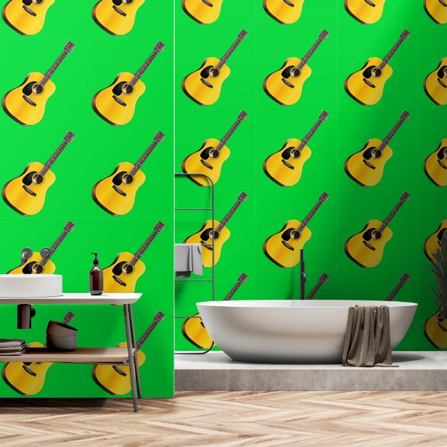 Classic Guitar Custom Colour Green Wallpaper (Bathroom)