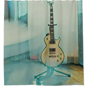 classic guitar gift for dad shower curtain