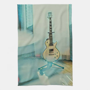 classic guitar gift for dad tea towel