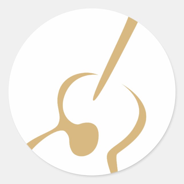 Classic Guitar in Swish Drawing Style Classic Round Sticker (Front)