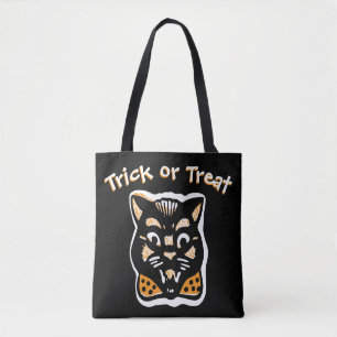 Classic Halloween Cat Dark Trick or Treat Tote Bag