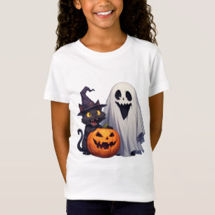Classic Halloween Ghost Cat Pumpkin Trio 👻 T-Shirt