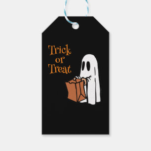 Classic Halloween Ghost with Bag Trick or Treat Gift Tags