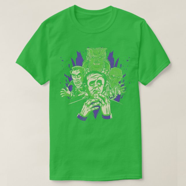 Classic Halloween Horror Monsters toon Vampire Zom T-Shirt (Design Front)
