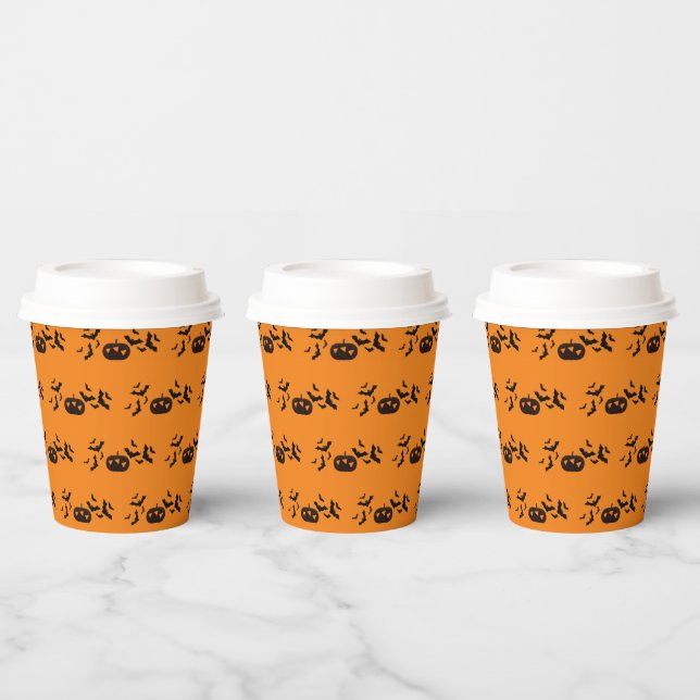 Classic Halloween Paper Cups Pumpkin Bat Pattern  (Multi)