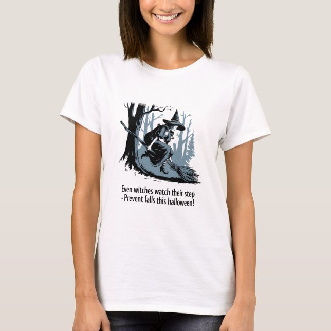  classic Halloween safety featuring a witch T-Shirt (Front)