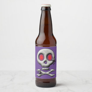 Classic Halloween Scary Skull Creepy Spiders  Beer Bottle Label