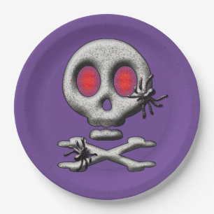 Classic Halloween Scary Skull Creepy Spiders Paper Plate