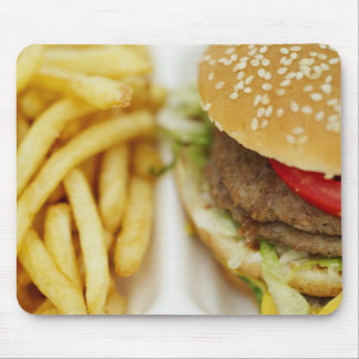 classic hamburger and fries mouse pad