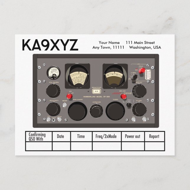 Classic Hammarlund SP-600 Radio Receiver QSL Postcard (Front)