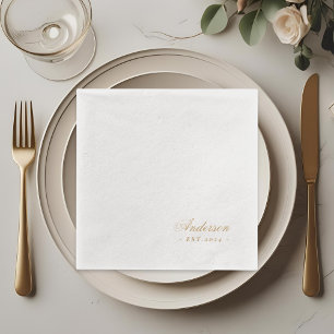 Classic Hand Script Family Name Wedding Foil Napkins