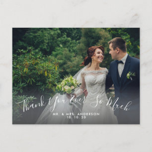 Classic Handwriting 2 Photo Wedding Thank You Postcard