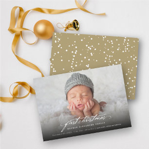Classic Handwriting Baby 1st Christmas Photo Card