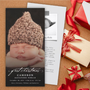 Classic Handwriting Baby 1st Christmas Photo Card