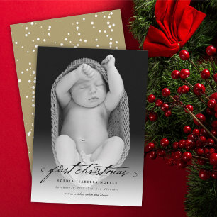 Classic Handwriting Baby 1st Christmas Photo Card