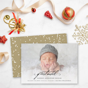 Classic Handwriting Script Baby's First Noel Photo Holiday Card