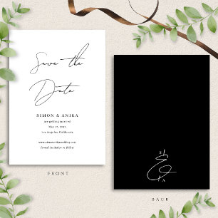 Classic Handwriting Script Black & White Wedding Save The Date