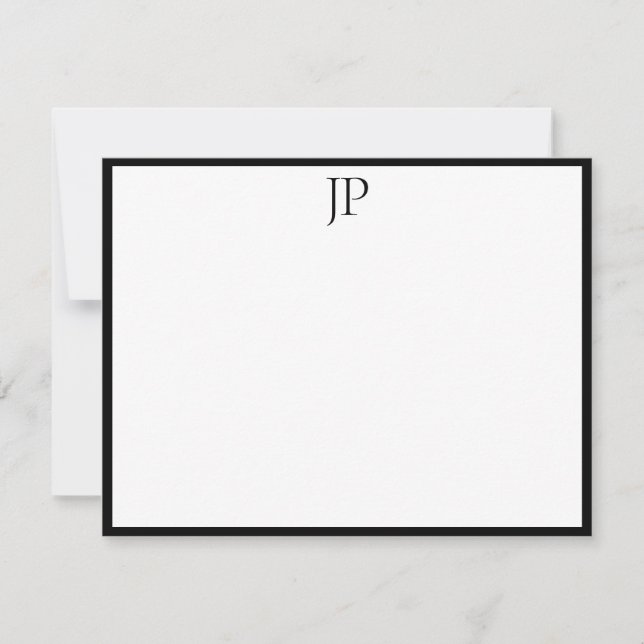 Classic Handwriting Script Text Stylish Monogram Card (Front)