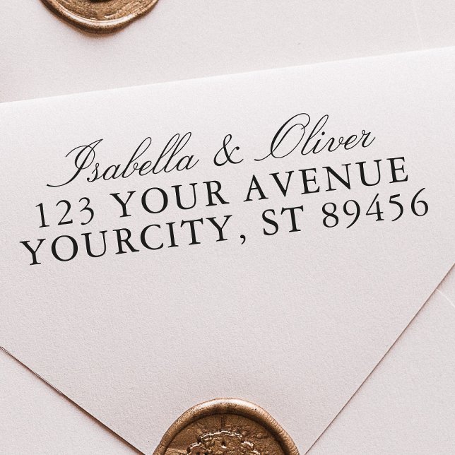 Classic Handwritten Script Wedding Return Address  Self-inking Stamp (Creator Uploaded)