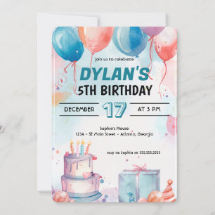 Classic Happy Birthday Party Digital Invitation