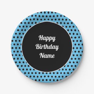 Classic Happy Birthday Retro Polka Dot Paper Plate