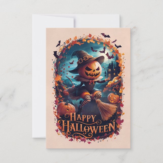 Classic Happy Halloween Greeting Card #3 (Front)