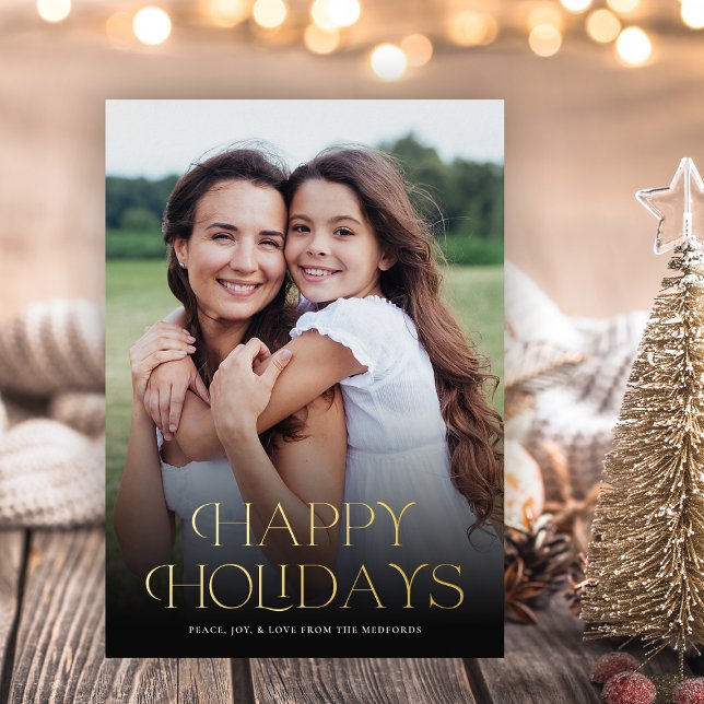 Classic Happy Holidays Text Floral Back | Photo (Creator Uploaded)