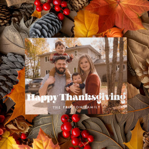 Classic Happy Thanksgiving family photo Holiday Card