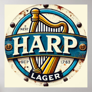Classic Harp Lager Beer Logo Round Poster