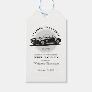 Classic Has Retired Black Car Retirement Party Gift Tags