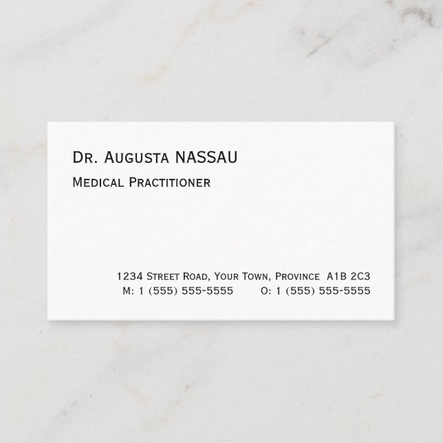 Classic Health Care Professional Business Card (Front)