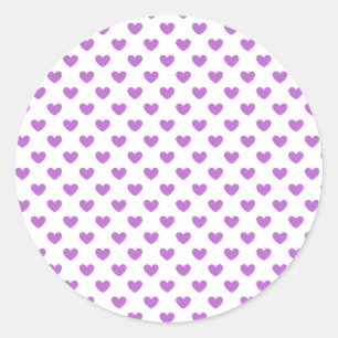 Classic Hearts Orchid Purple - White Round Sticker