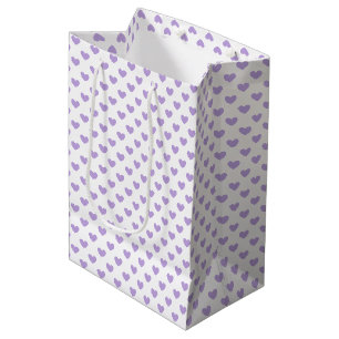 Classic Hearts Soft Lavender - White Medium Gift Bag